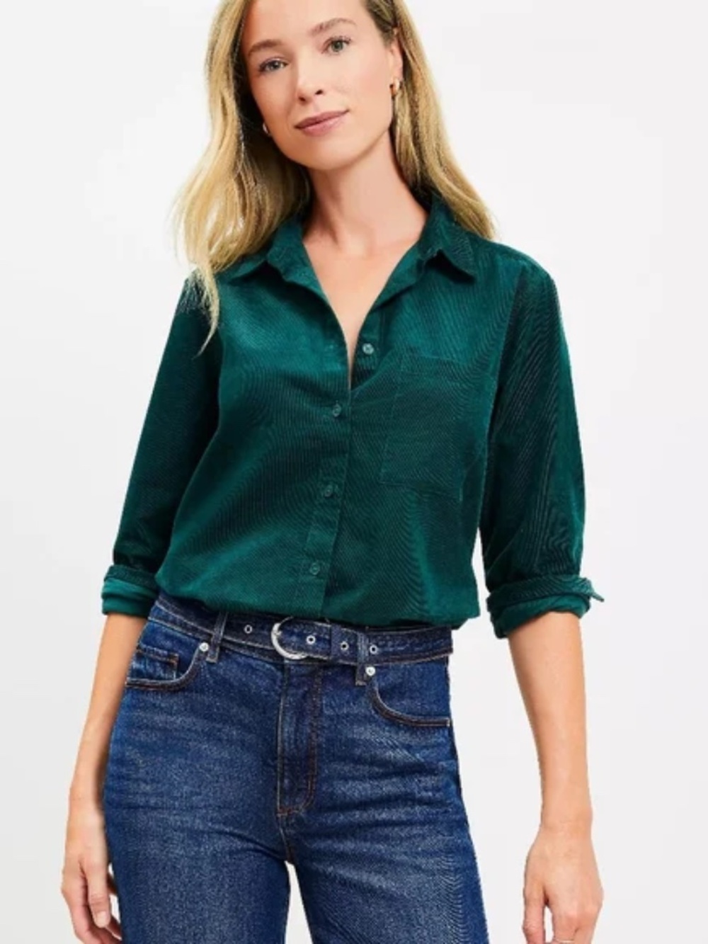 Loft Corduroy Relaxed Shirt Green